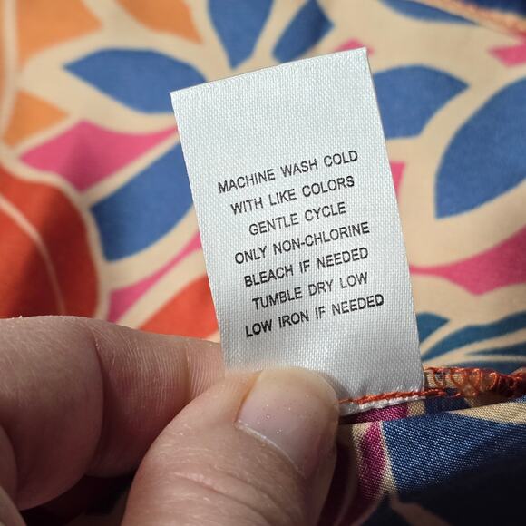 DR2 Orange Floral Shirt NEW Button Up Short Sleeves Hawaiian Women's Size L Top - Picture 7 of 7